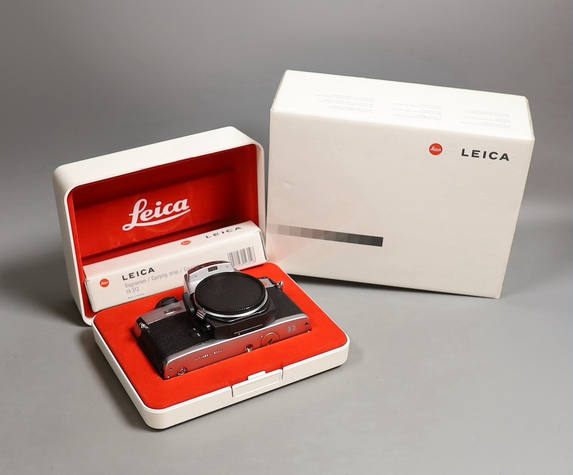 A Leica R6.2 SLR camera body with strap, serial no. 2429391, complete with box, case and paperwork, shutter working; no lense.